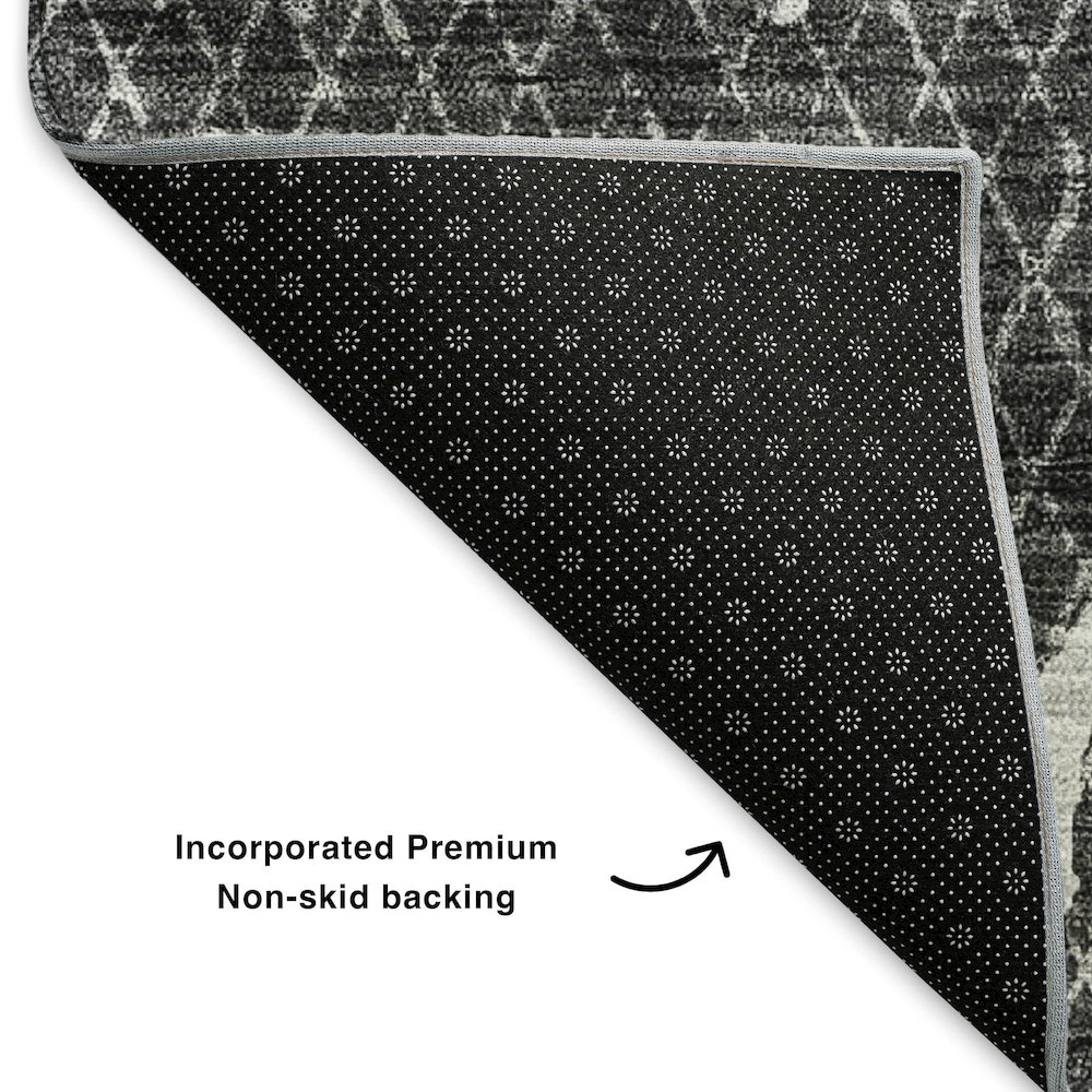 Premium Machine Washable Mayfield  Charcoal 8' x 8' Round Rug. Picture 2