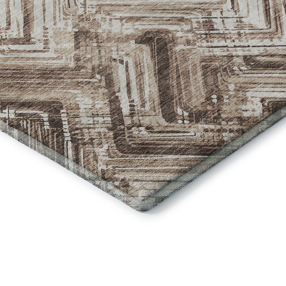 Premium Machine Washable Mayfield  Brown 8' x 8' Round Rug. Picture 3