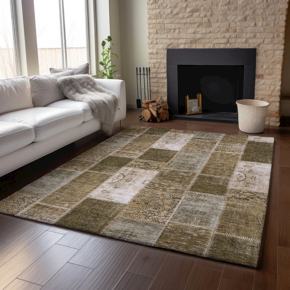 Premium Machine Washable Mayfield  Brown 10' x 14' Rug. Picture 6