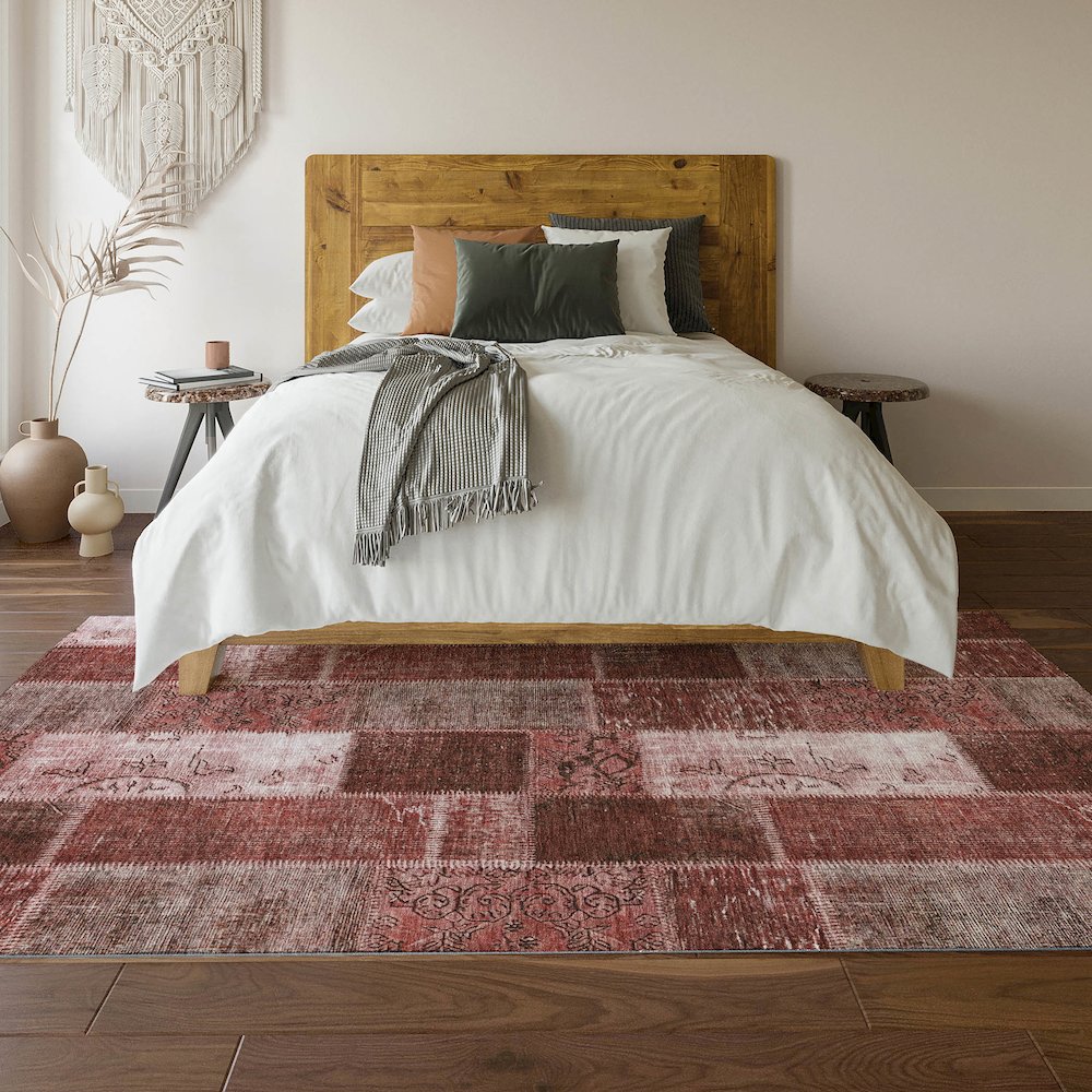 Premium Machine Washable Mayfield  Burgundy 10' x 14' Rug. Picture 6