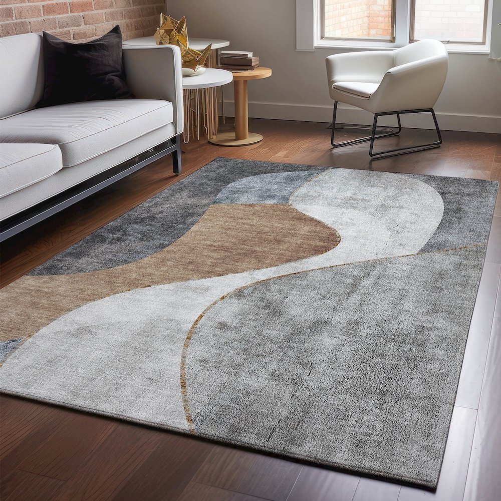 Premium Machine Washable Mayfield  Gray 10' x 14' Rug. Picture 5