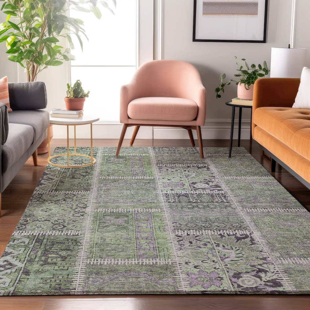 Premium Machine Washable Mayfield  Green 10' x 14' Rug. Picture 5