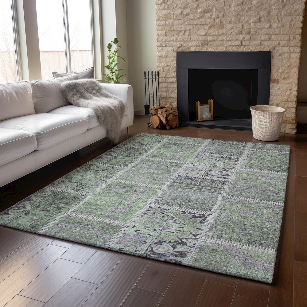 Premium Machine Washable Mayfield  Green 10' x 14' Rug. Picture 6