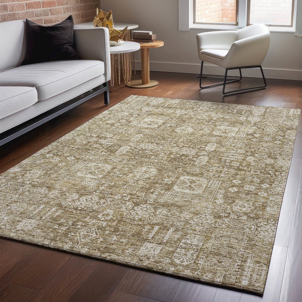 Premium Machine Washable Mayfield  Brown 10' x 14' Rug. Picture 5