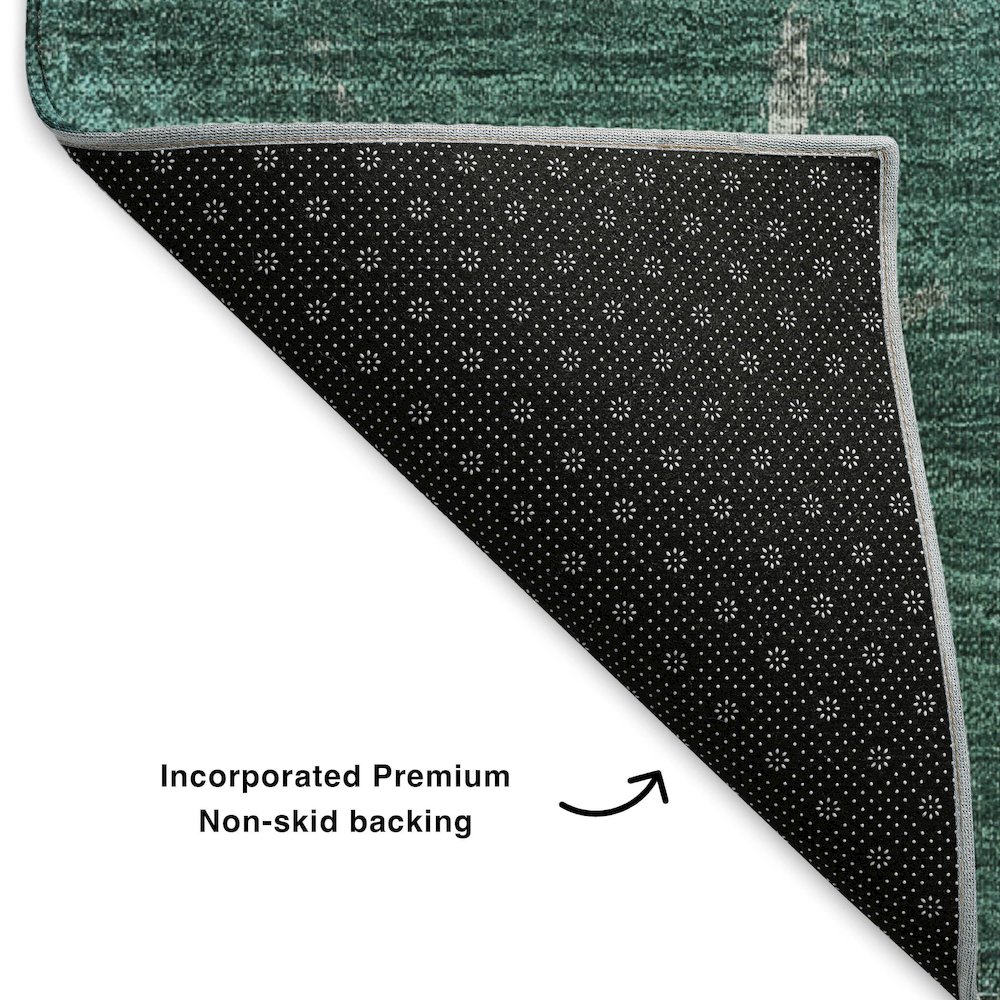 Premium Machine Washable Mayfield  Teal 8' x 8' Round Rug. Picture 2