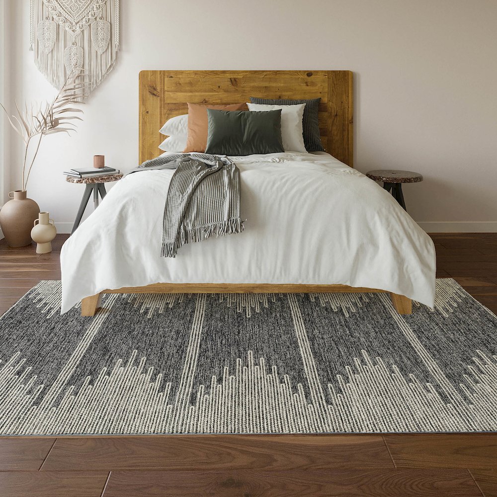 Premium Machine Washable Mayfield  Charcoal 10' x 14' Rug. Picture 6