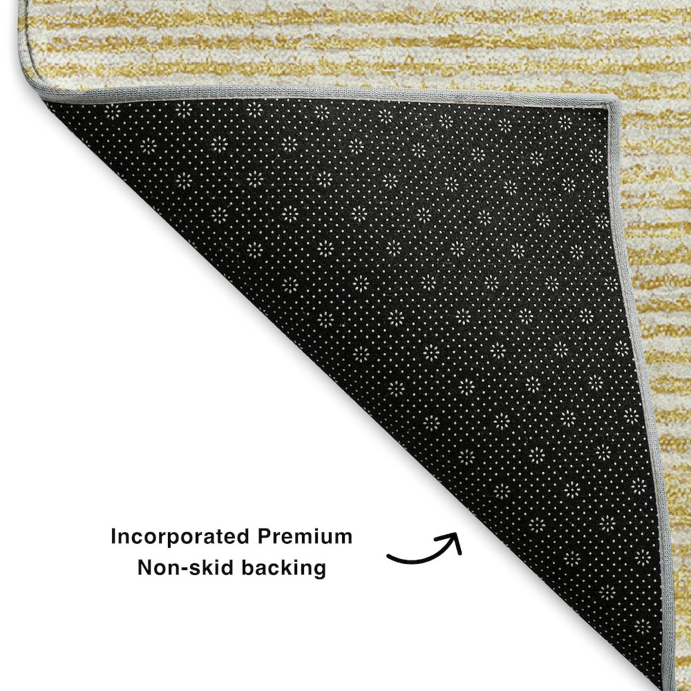 Premium Machine Washable Mayfield  Gold 8' x 8' Round Rug. Picture 2