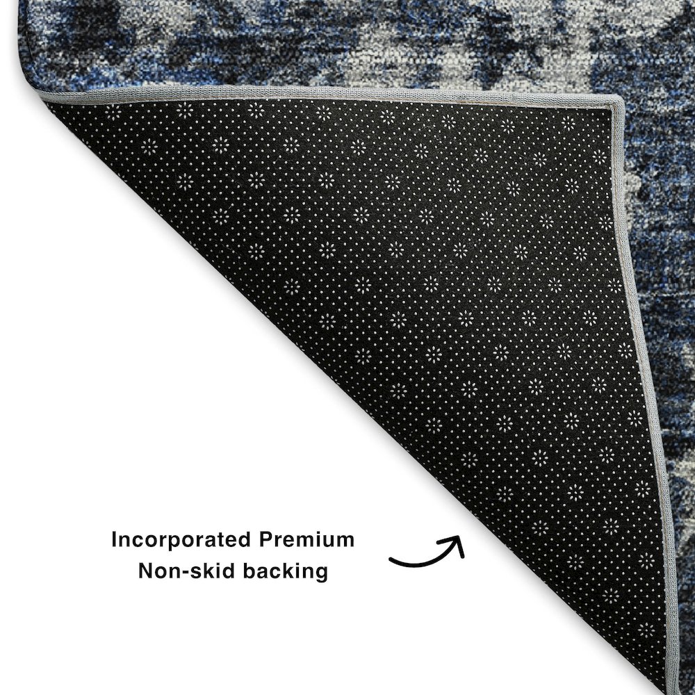 Premium Machine Washable Mayfield  Blue 8' x 8' Round Rug. Picture 2