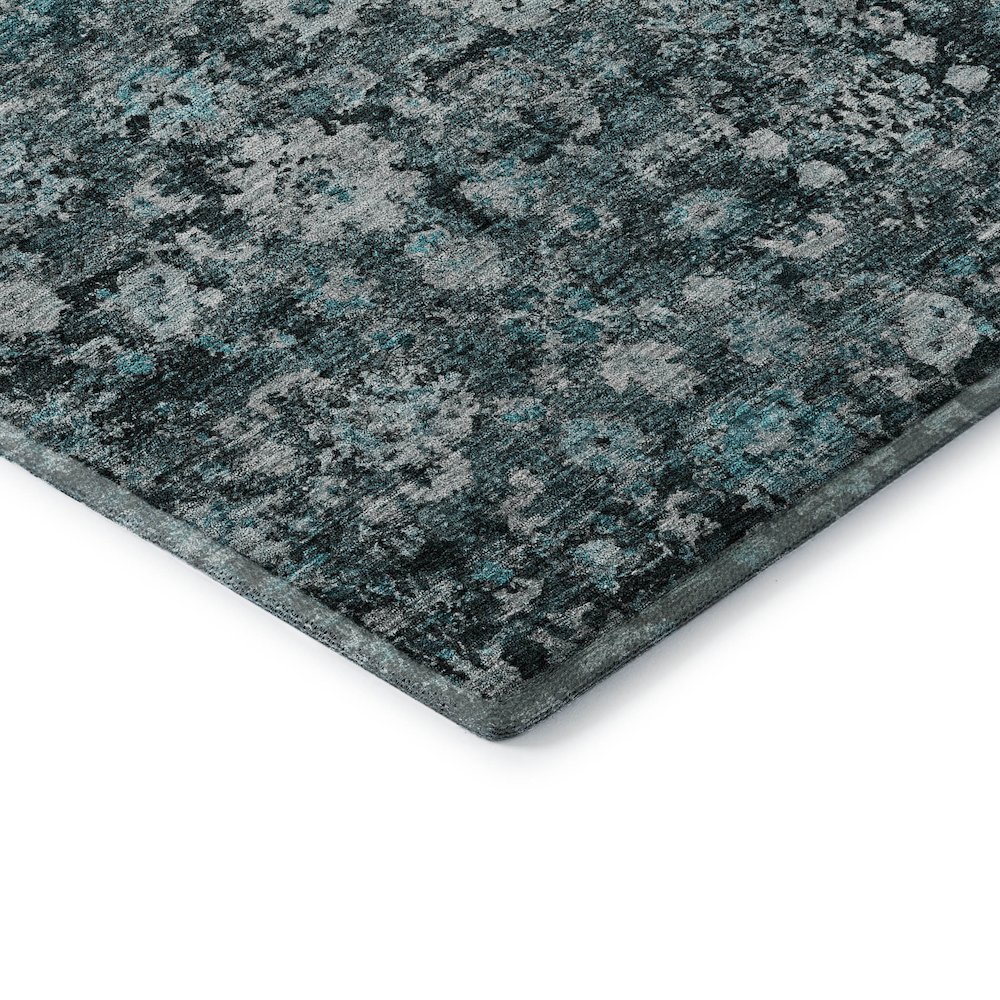 Premium Machine Washable Mayfield  Teal 8' x 8' Round Rug. Picture 3