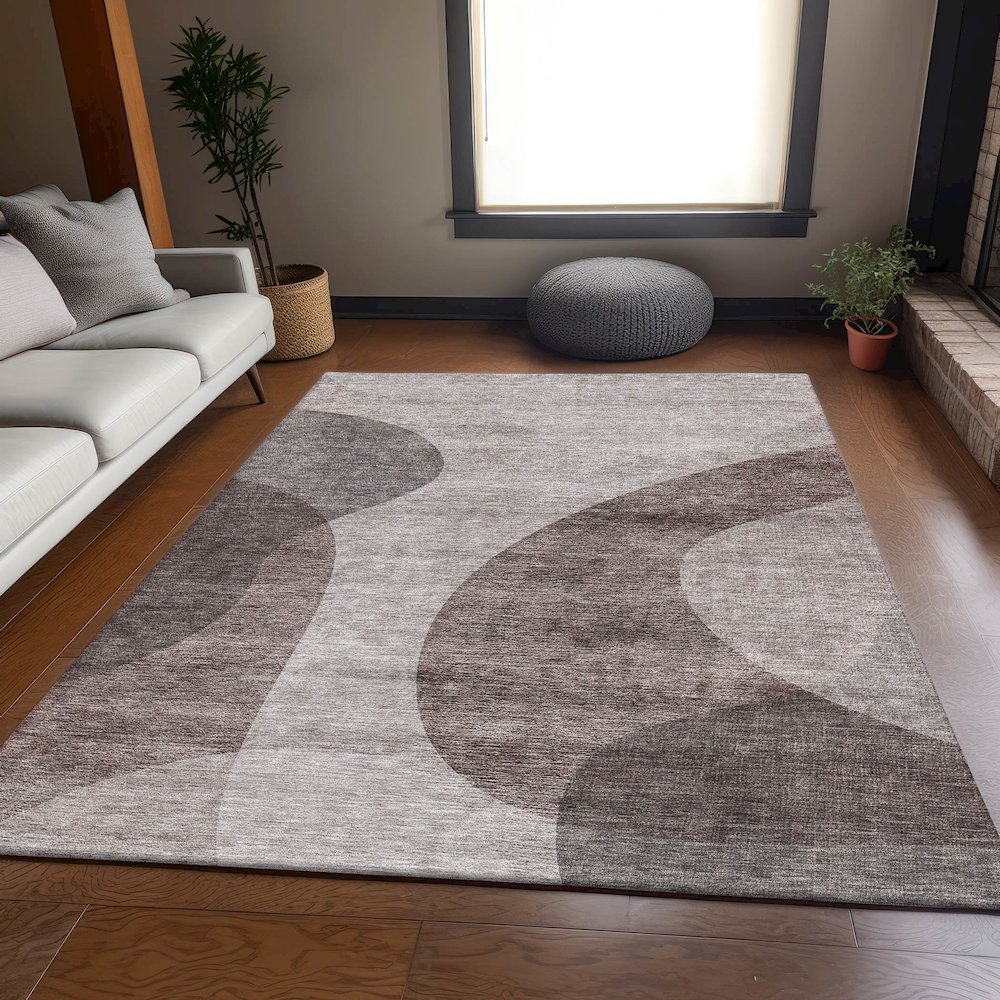 Premium Machine Washable Mayfield AMF657 Mocha 10' x 14' Rug. Picture 5