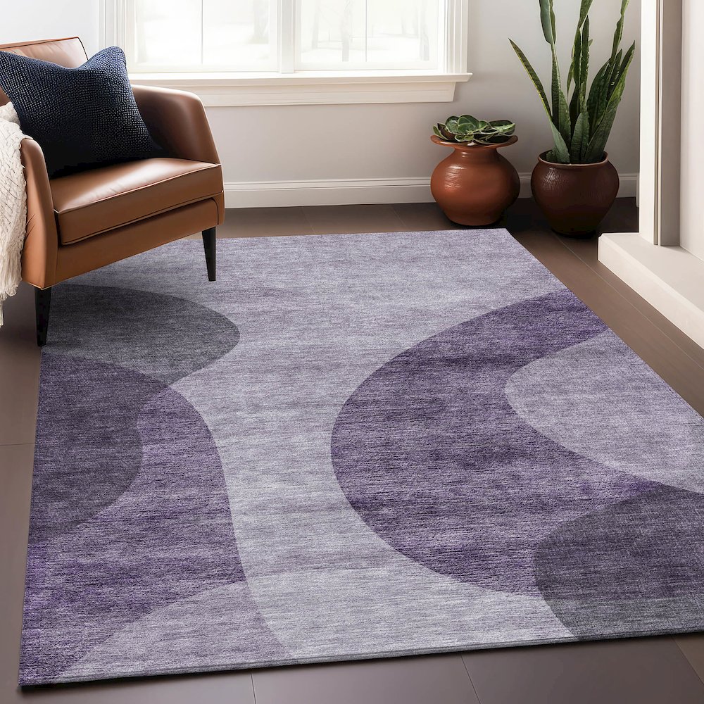 Premium Machine Washable Mayfield AMF657 Purple 10' x 14' Rug. Picture 6