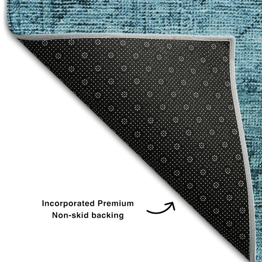 Premium Machine Washable Mayfield AMF658 Blue 8' x 8' Round Rug. Picture 2