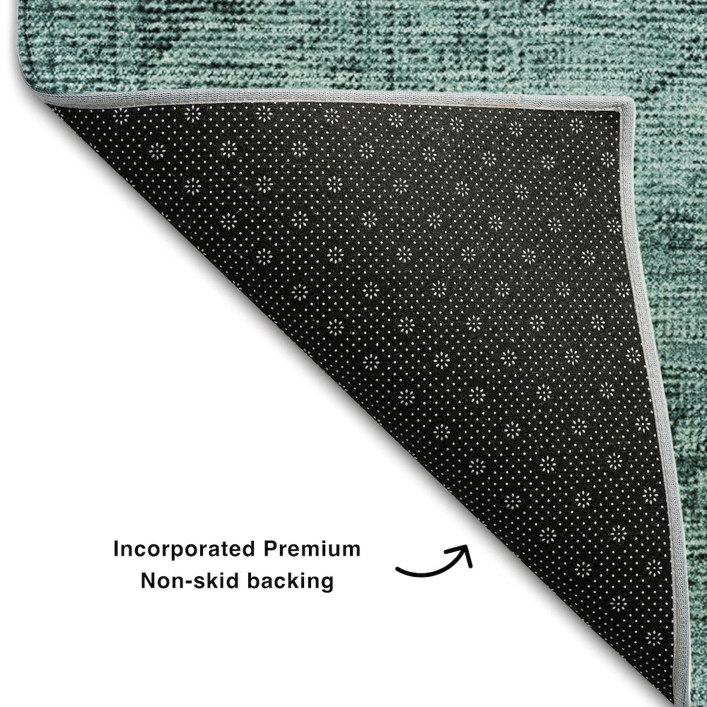 Premium Machine Washable Mayfield AMF658 Teal 8' x 8' Round Rug. Picture 2