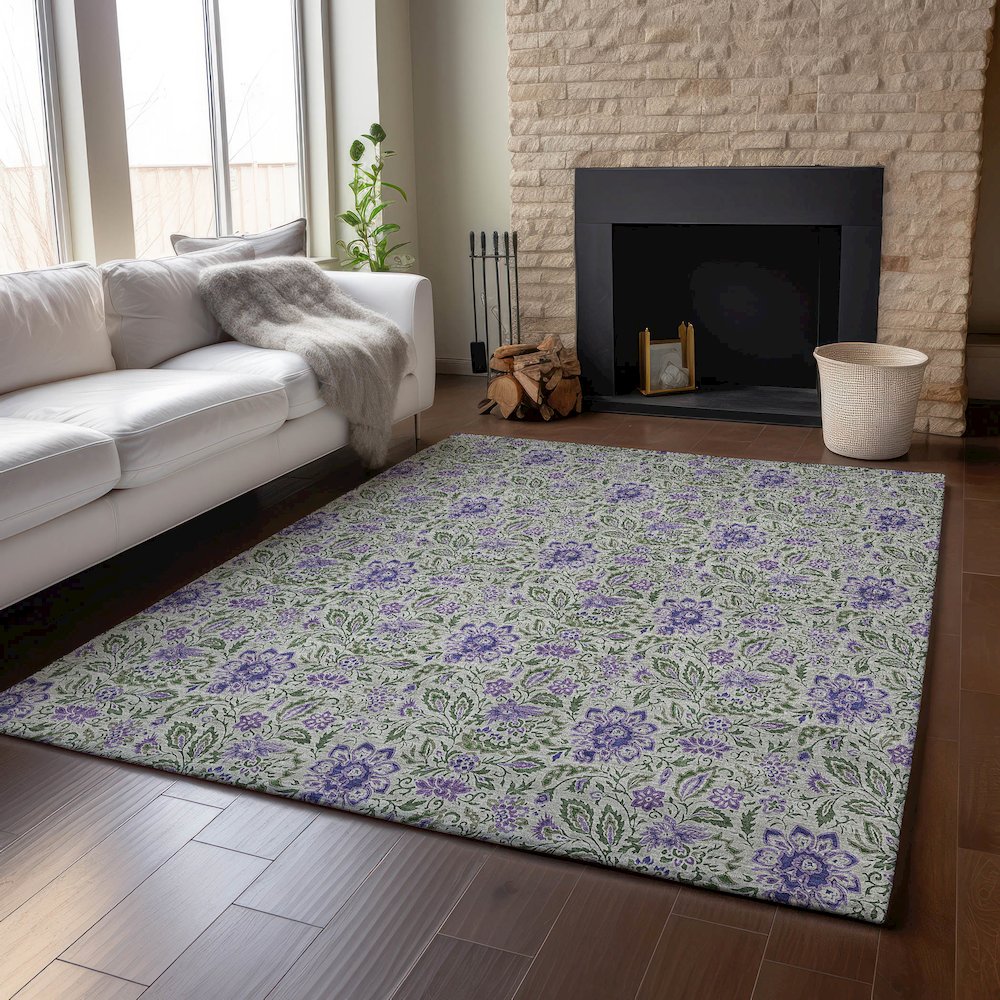 Premium Machine Washable Mayfield AMF660 Olive 10' x 14' Rug. Picture 6