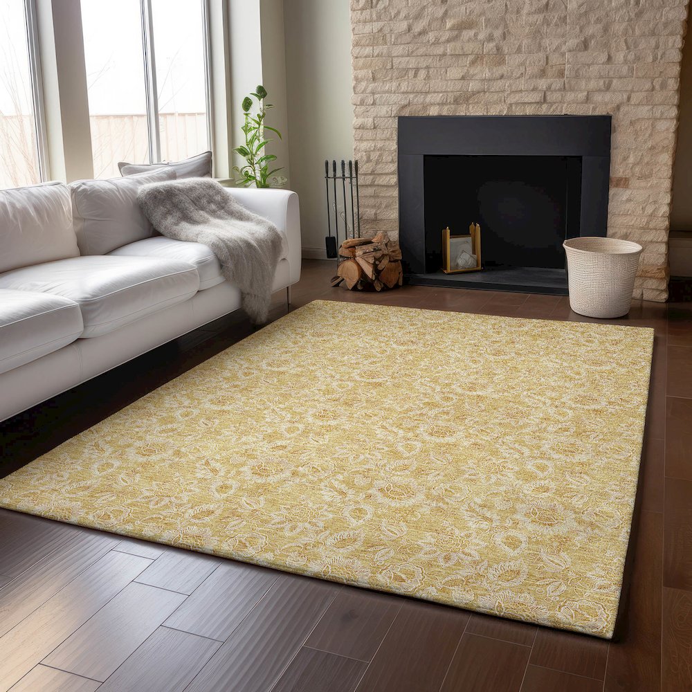 Premium Machine Washable Mayfield AMF661 Gold 10' x 14' Rug. Picture 6