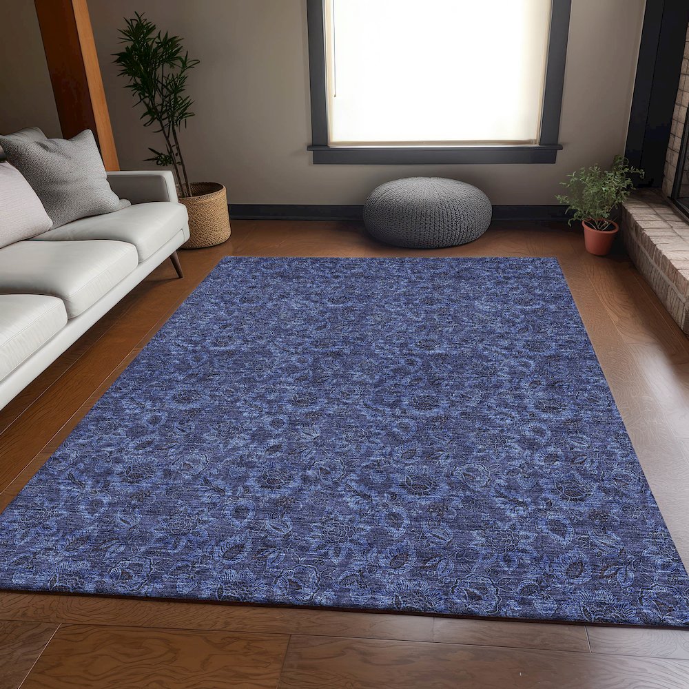 Premium Machine Washable Mayfield AMF661 Navy 10' x 14' Rug. Picture 5