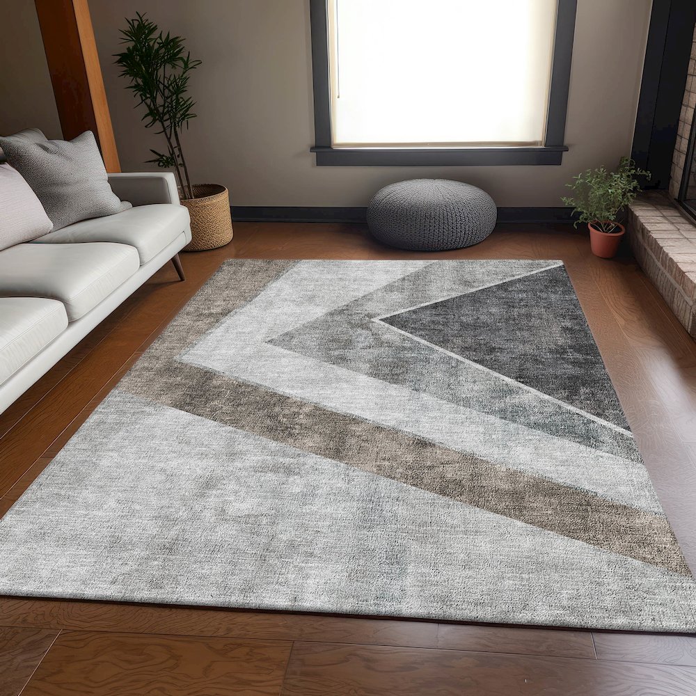 Premium Machine Washable Mayfield AMF671 Gray 10' x 14' Rug. Picture 5
