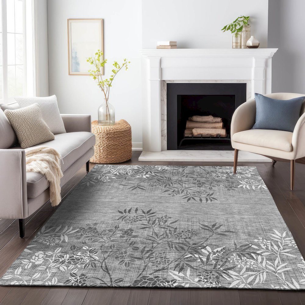 Premium Machine Washable Mayfield AMF673 Pewter 10' x 14' Rug. Picture 5