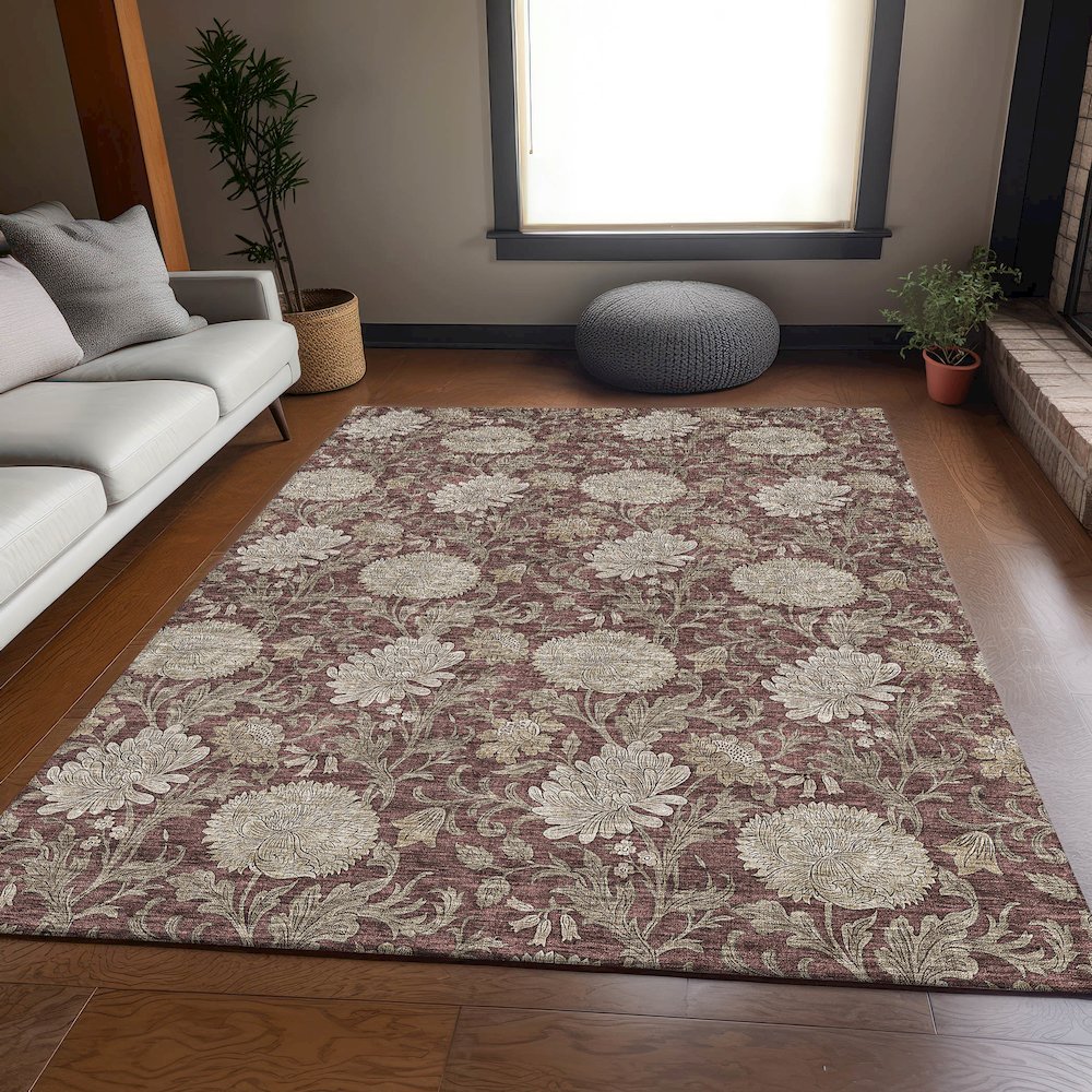 Premium Machine Washable Mayfield AMF677 Merlot 10' x 14' Rug. Picture 5