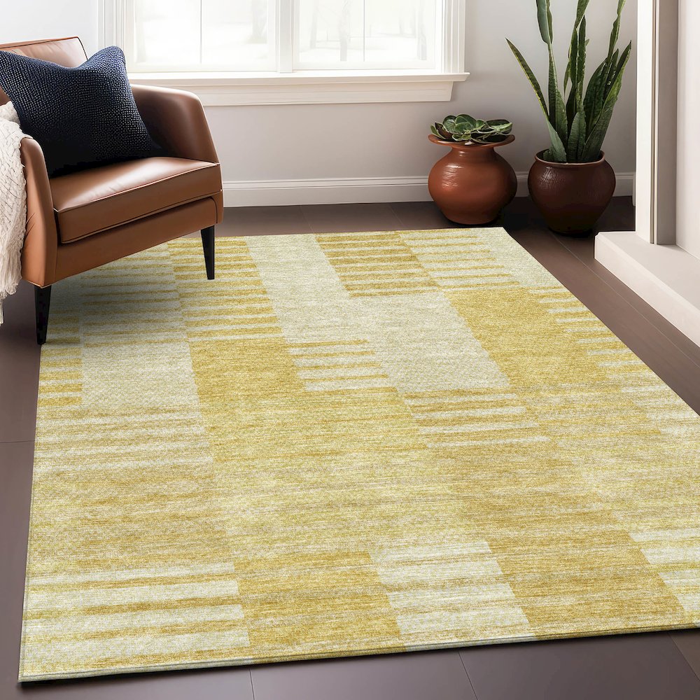 Premium Machine Washable Mayfield AMF686 Honey 10' x 14' Rug. Picture 6