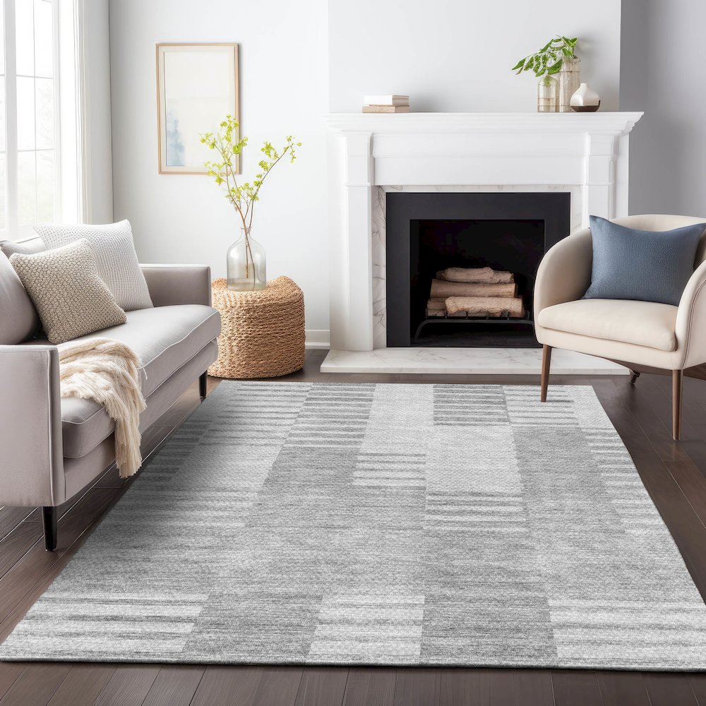 Premium Machine Washable Mayfield AMF686 Silver 10' x 14' Rug. Picture 5