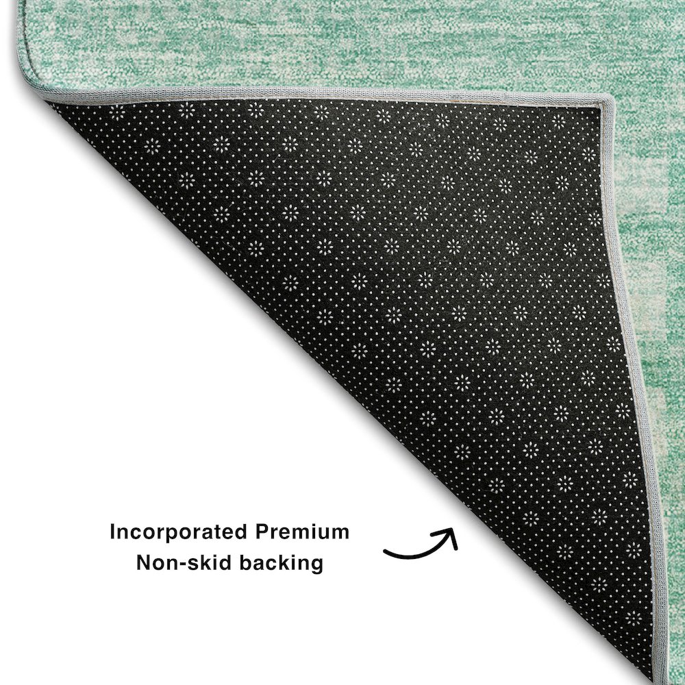 Premium Machine Washable Mayfield AMF686 Teal 8' x 8' Round Rug. Picture 2