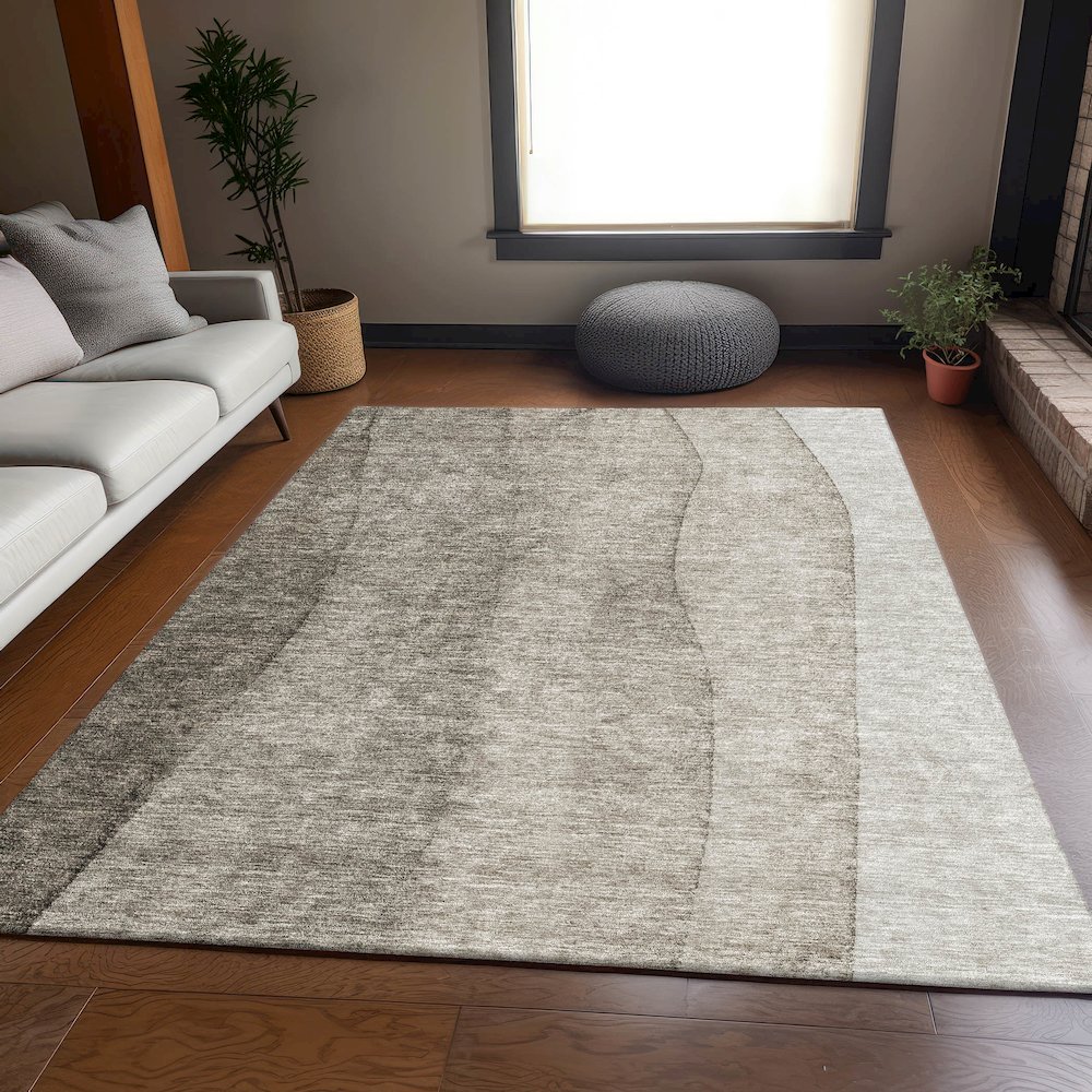 Premium Machine Washable Mayfield AMF690 Taupe 10' x 14' Rug. Picture 5