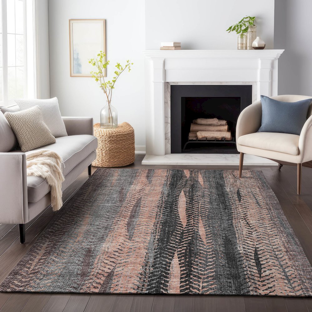 Premium Machine Washable Mayfield AMF693 Terracotta 10' x 14' Rug. Picture 5
