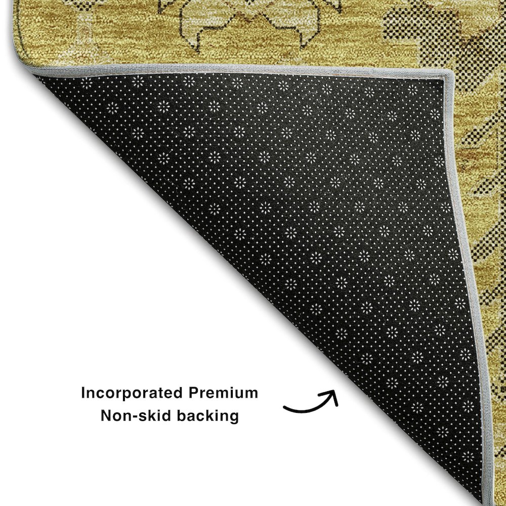 Premium Machine Washable Mayfield AMF697 Gold 8' x 8' Round Rug. Picture 2