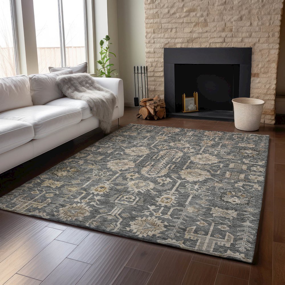 Premium Machine Washable Mayfield AMF697 Gray 10' x 14' Rug. Picture 6