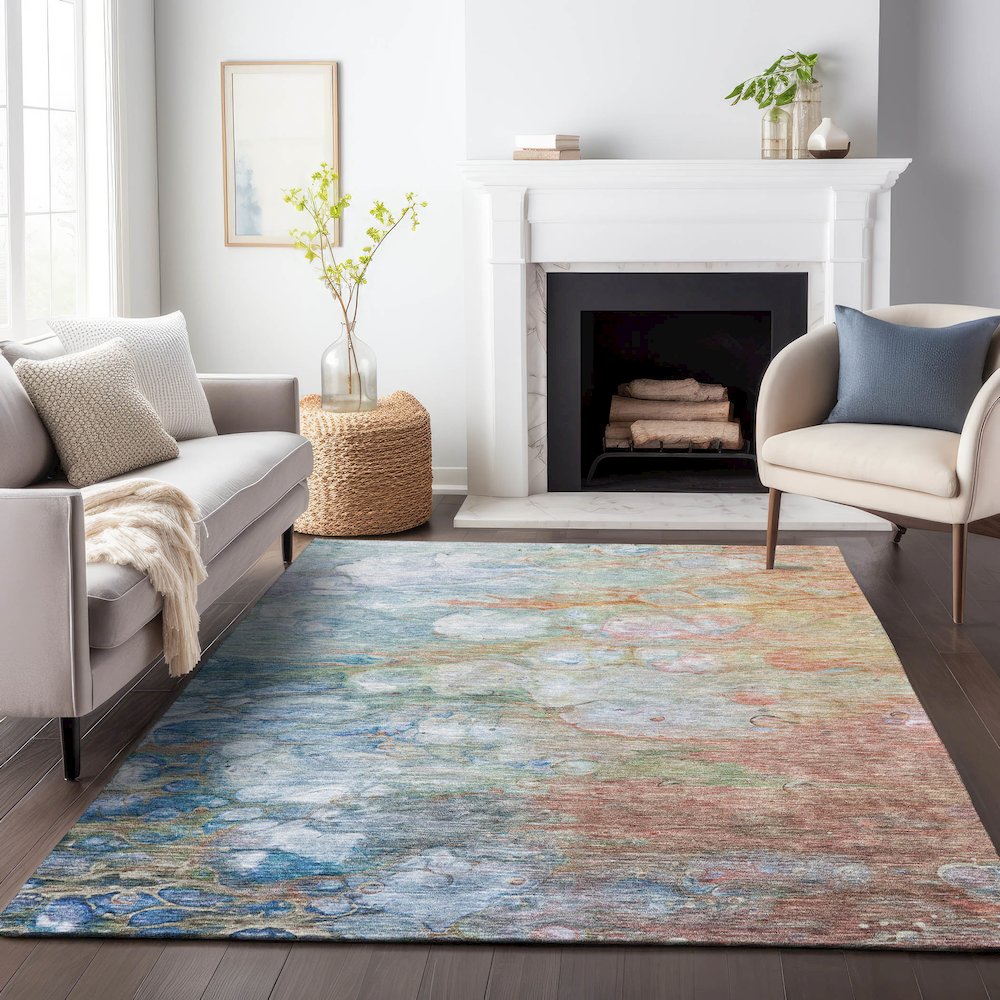 Premium Machine Washable Mayfield AMF698 Coral 10' x 14' Rug. Picture 5