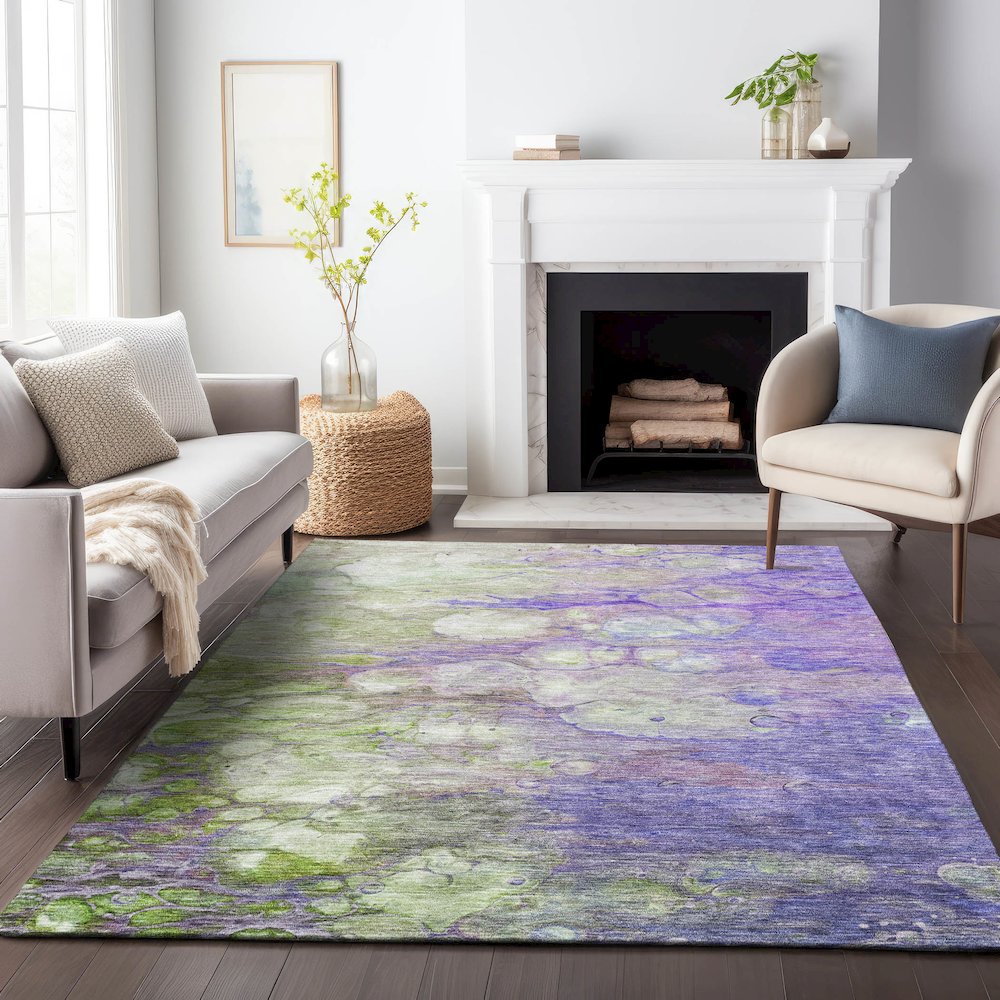 Premium Machine Washable Mayfield AMF698 Purple 10' x 14' Rug. Picture 5