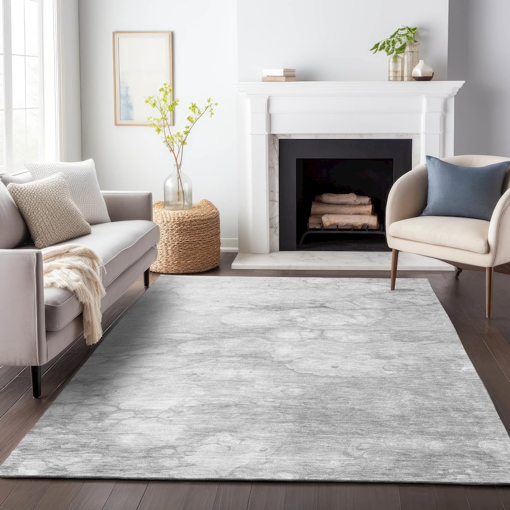 Premium Machine Washable Mayfield AMF699 Silver 10' x 14' Rug. Picture 5