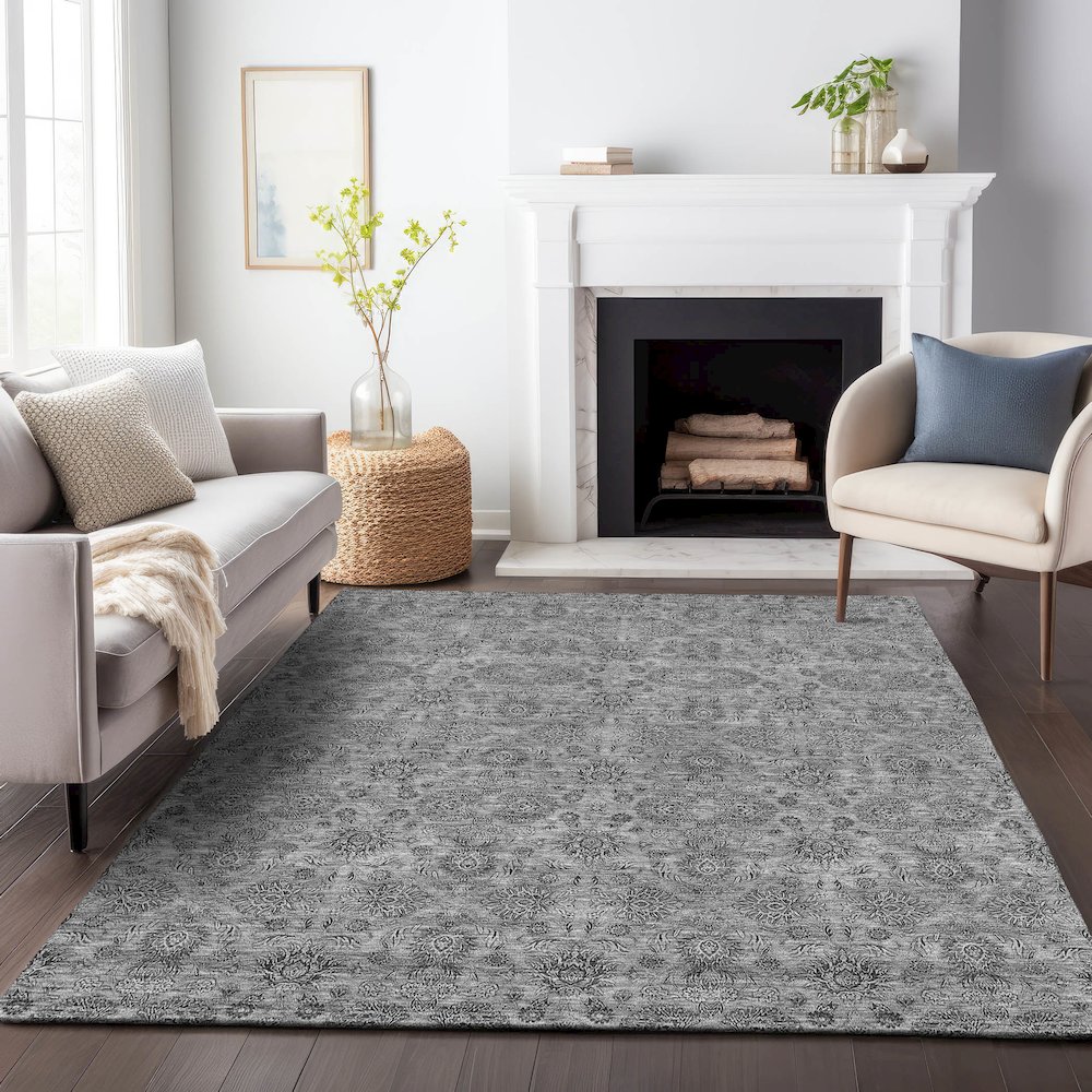 Premium Machine Washable Mayfield AMF702 Gray 10' x 14' Rug. Picture 5
