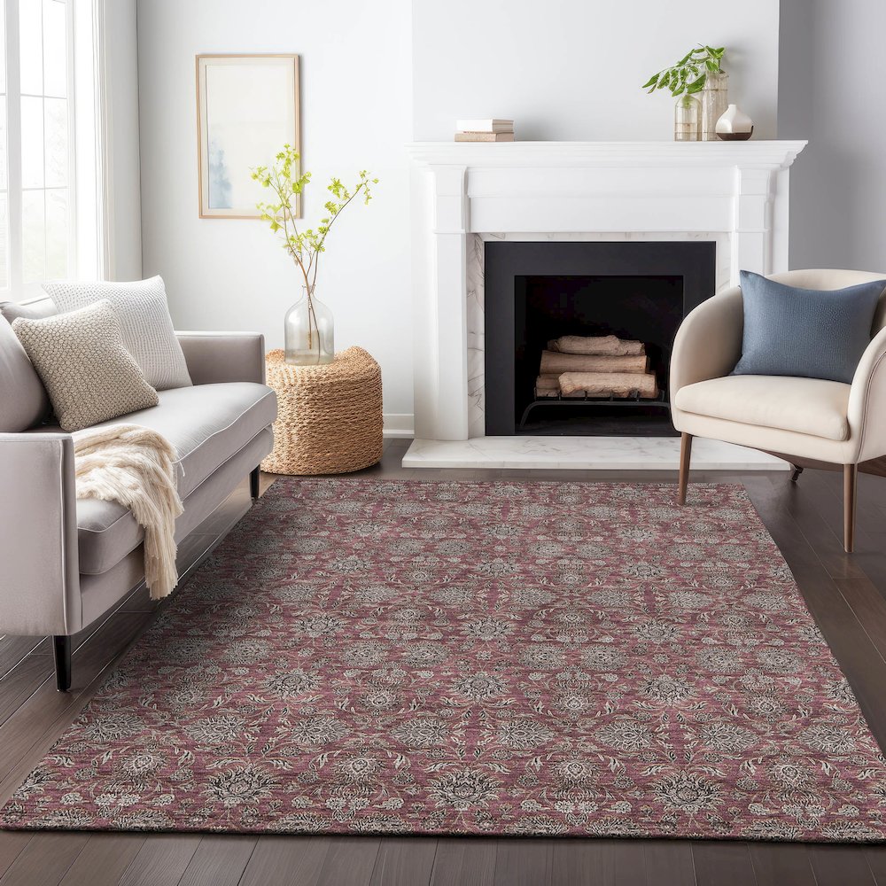 Premium Machine Washable Mayfield AMF702 Merlot 10' x 14' Rug. Picture 5