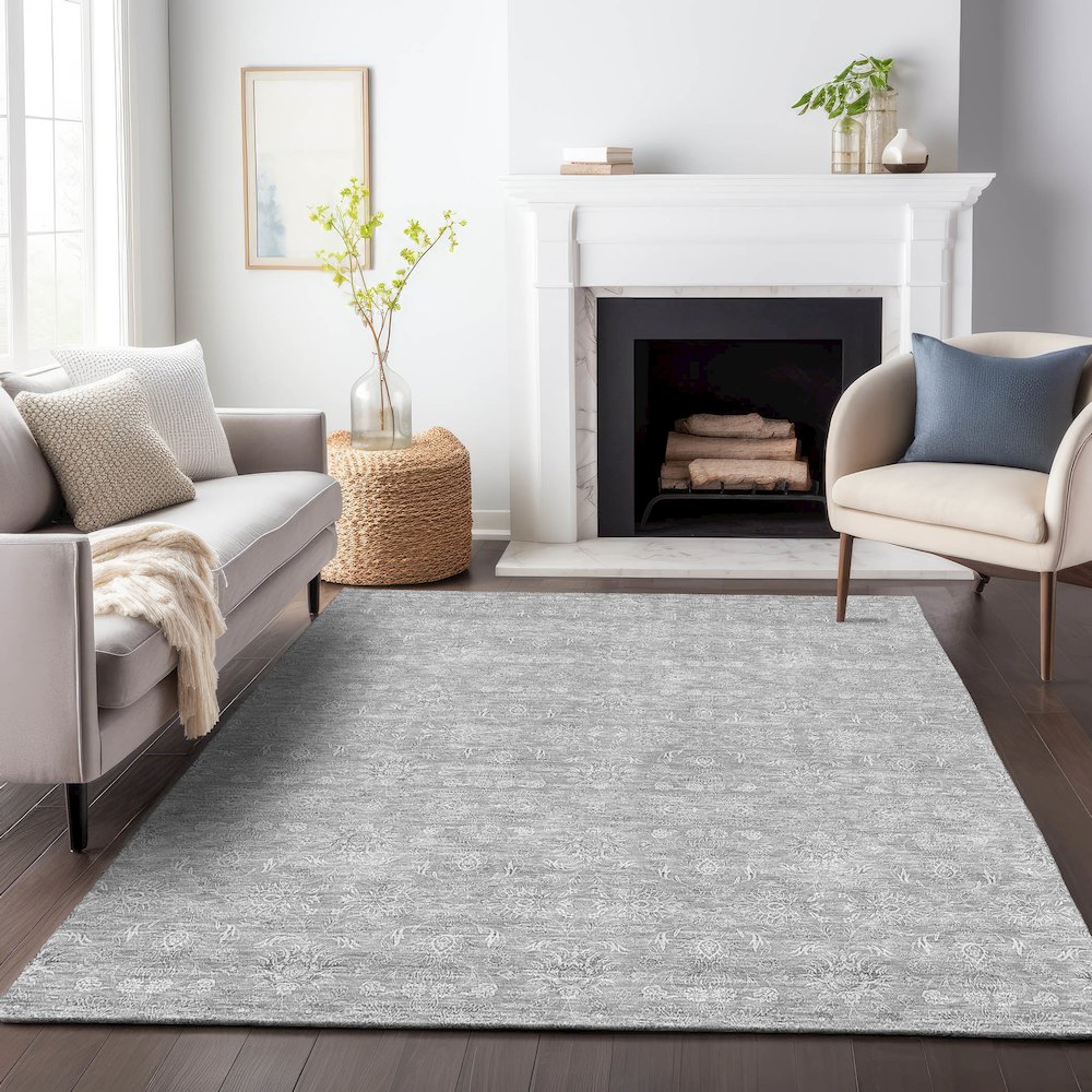Premium Machine Washable Mayfield AMF703 Gray 10' x 14' Rug. Picture 5