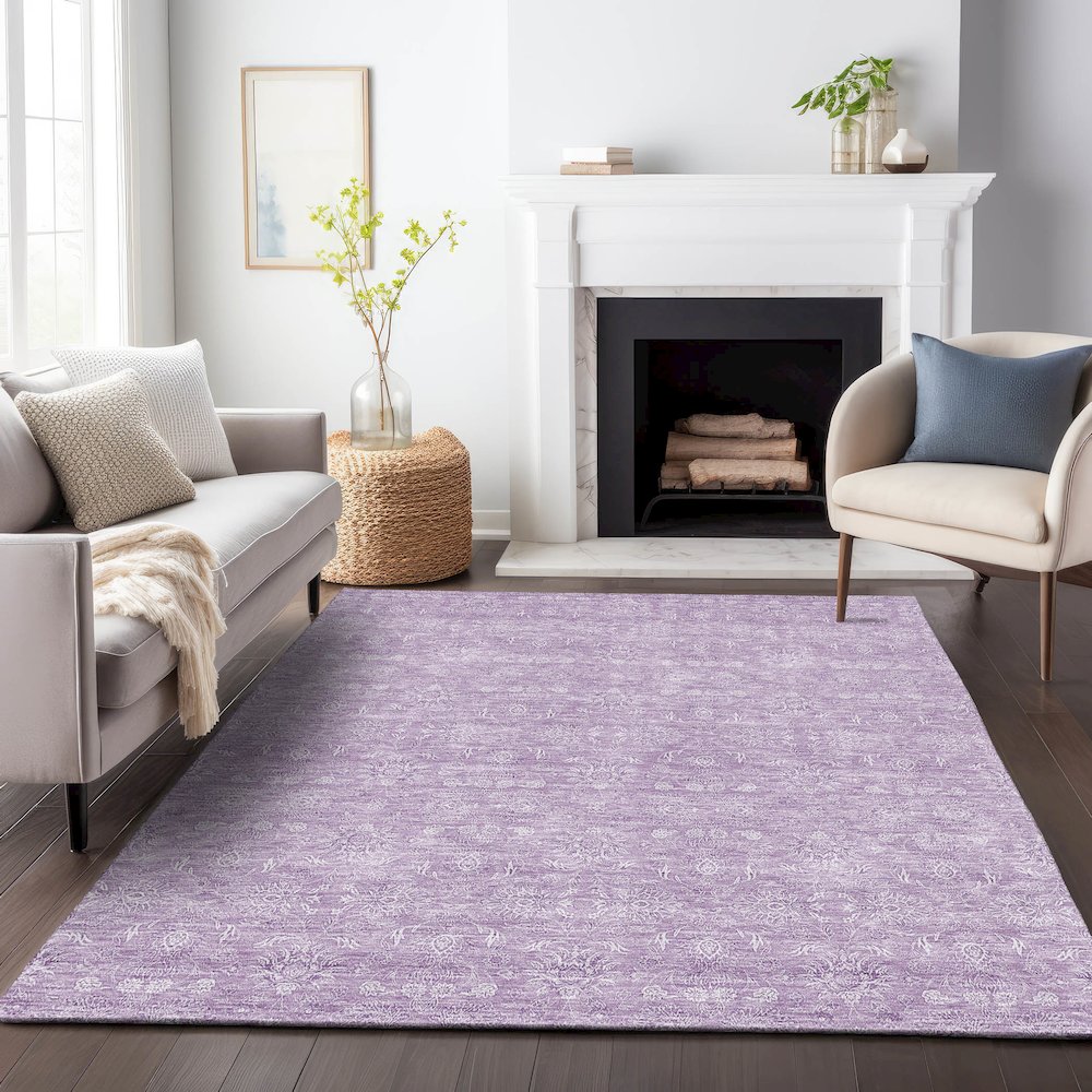 Premium Machine Washable Mayfield AMF703 Lavender 10' x 14' Rug. Picture 5