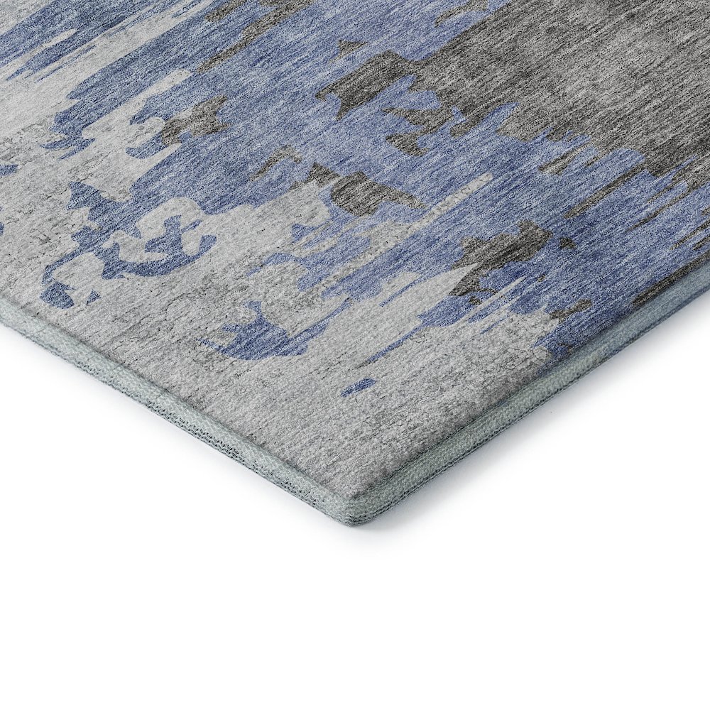 Premium Machine Washable Mayfield AMF704 Blue 8' x 8' Round Rug. Picture 3