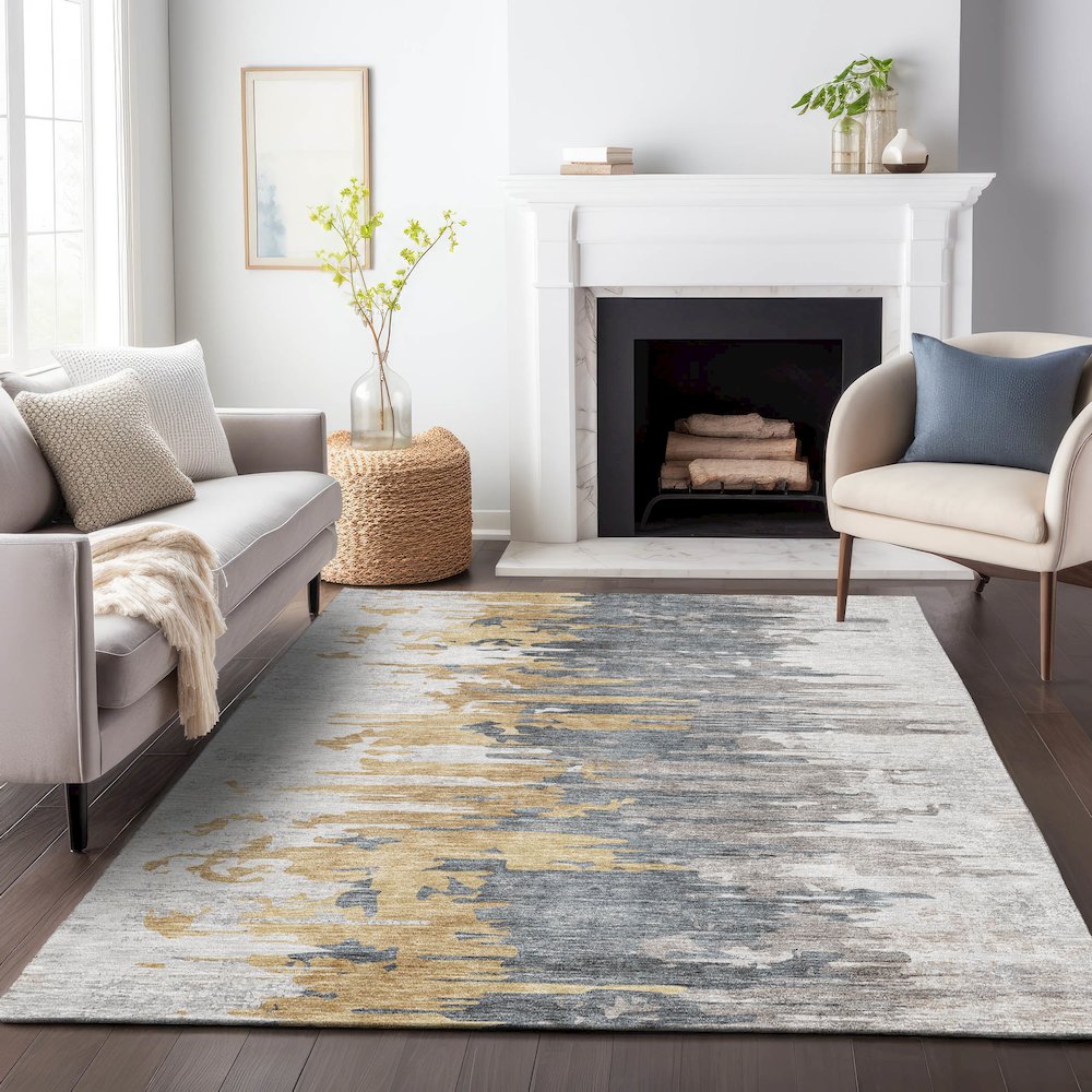 Premium Machine Washable Mayfield AMF704 Ivory 10' x 14' Rug. Picture 5