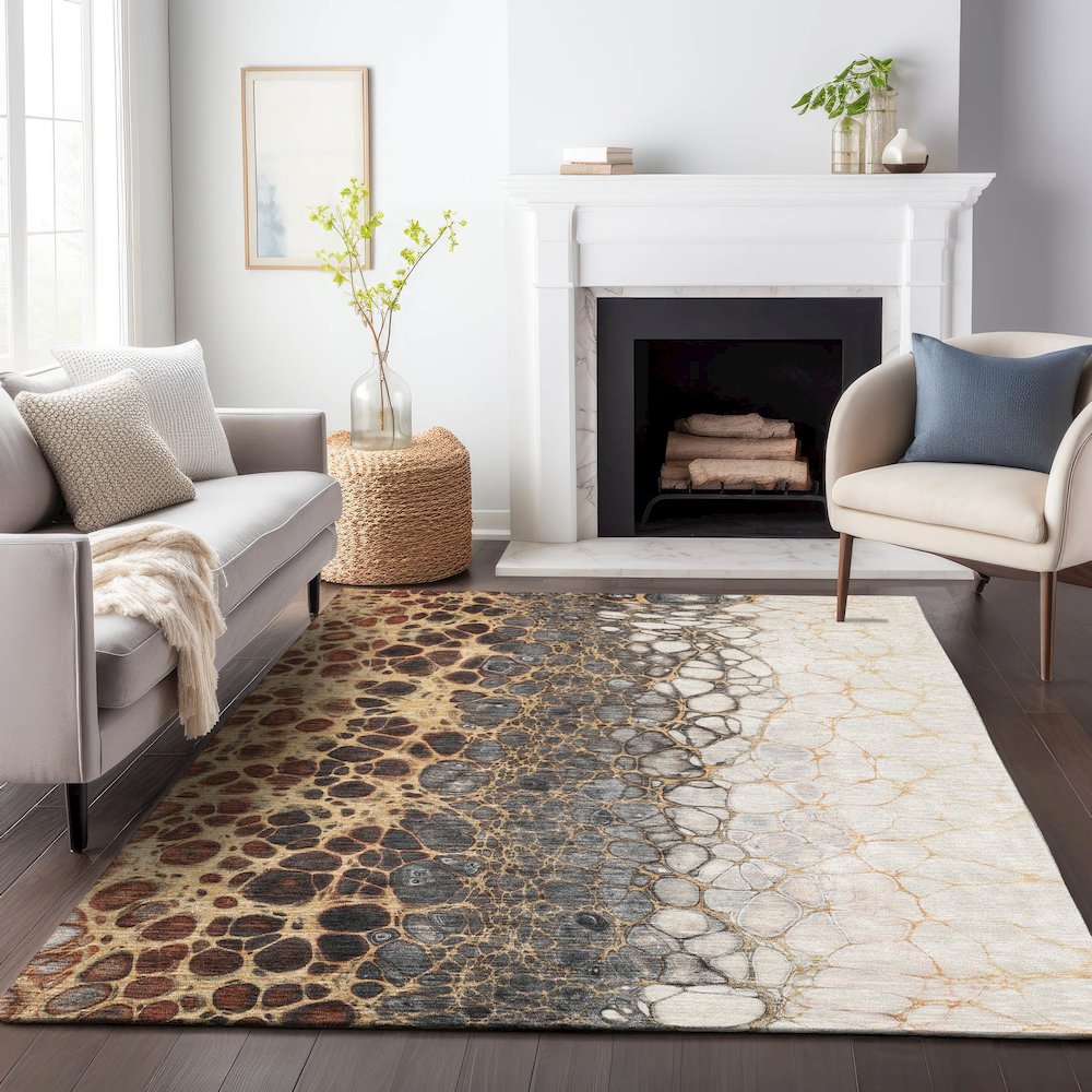 Premium Machine Washable Mayfield AMF707 Ivory 10' x 14' Rug. Picture 5