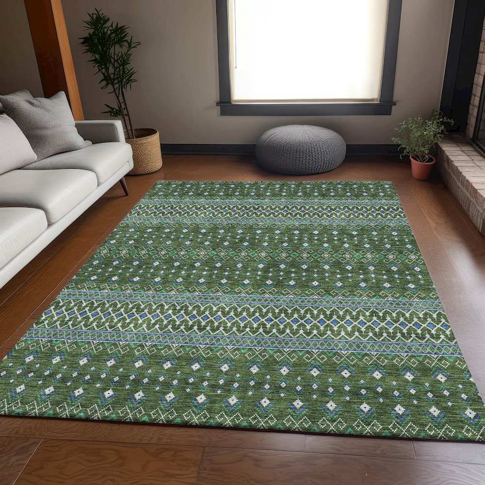 Premium Machine Washable Mayfield AMF708 Olive 10' x 14' Rug. Picture 5