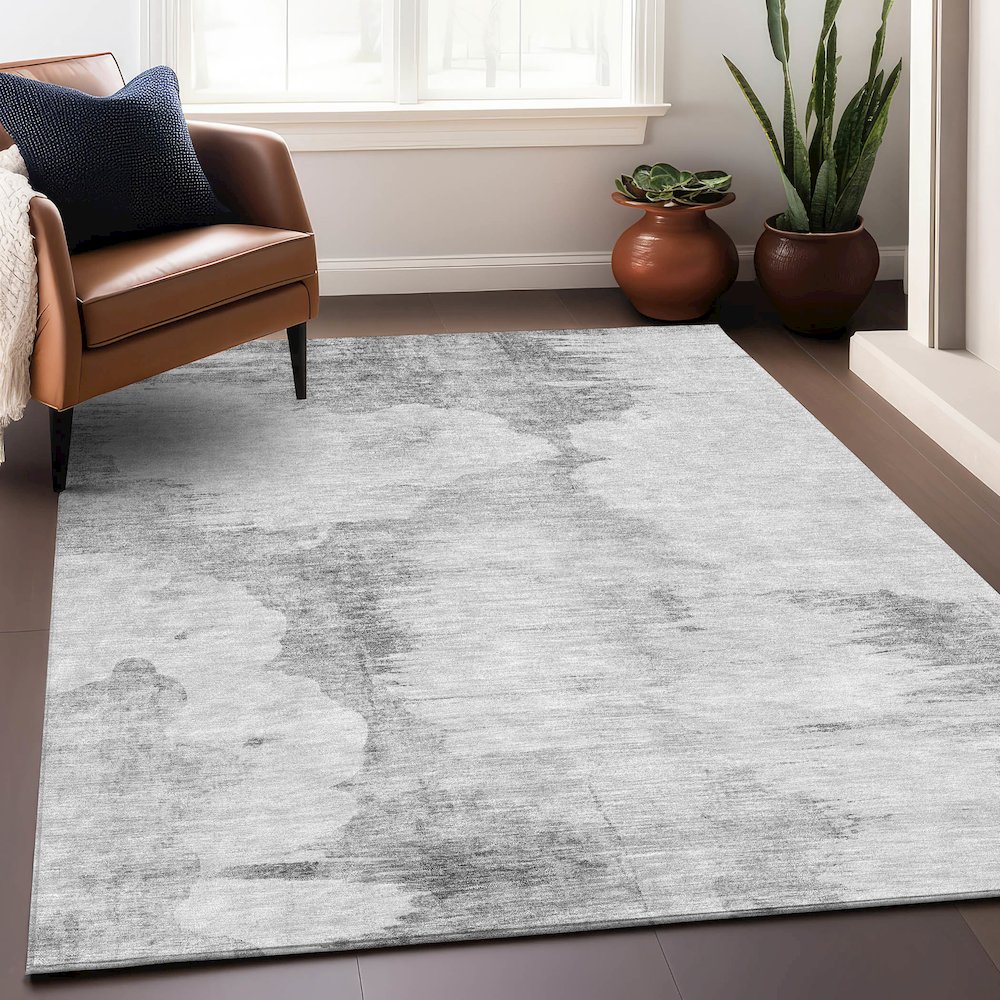 Premium Machine Washable Mayfield AMF710 Silver 10' x 14' Rug. Picture 6