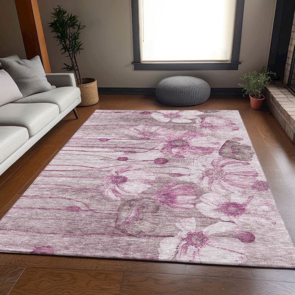 Premium Machine Washable Mayfield AMF712 Plum 10' x 14' Rug. Picture 5