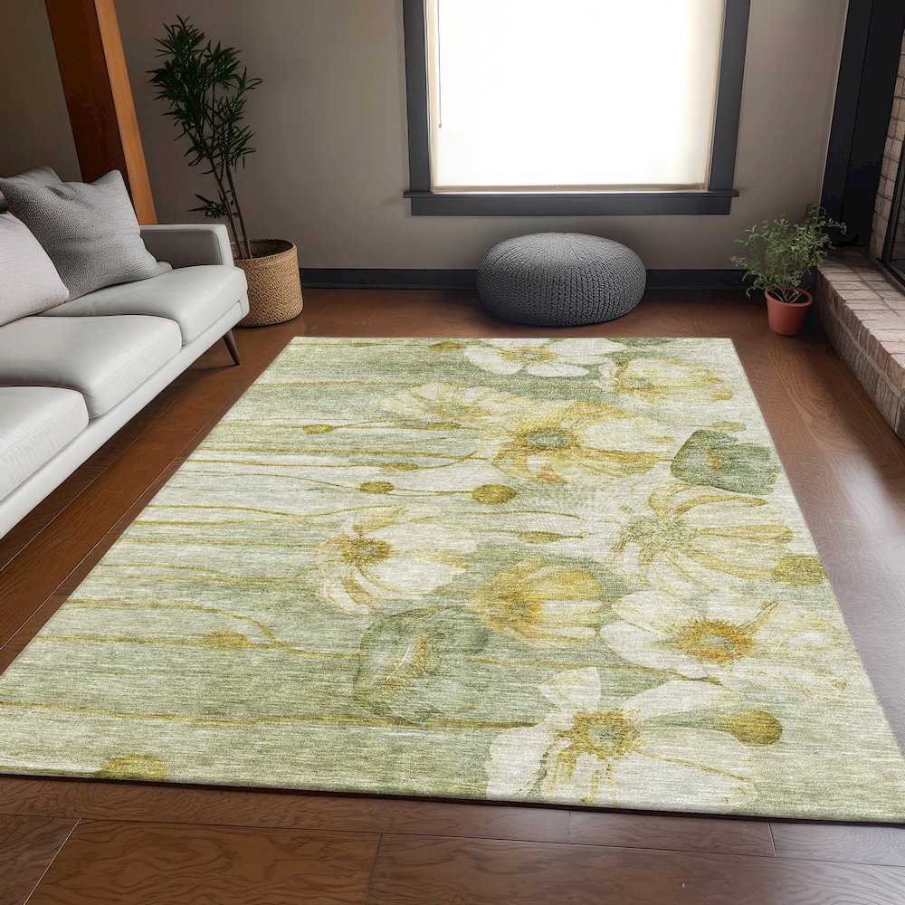 Premium Machine Washable Mayfield AMF712 Sage 10' x 14' Rug. Picture 5