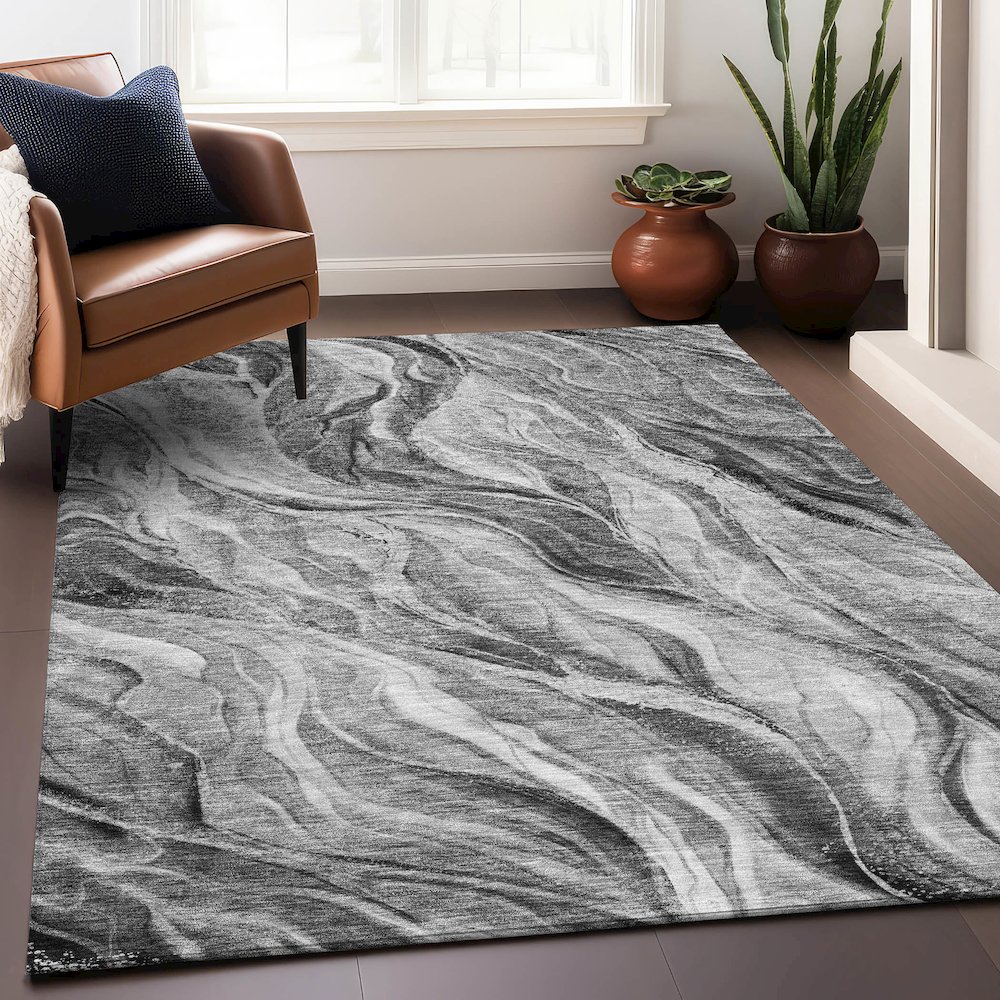 Premium Machine Washable Mayfield AMF720 Gray 10' x 14' Rug. Picture 6