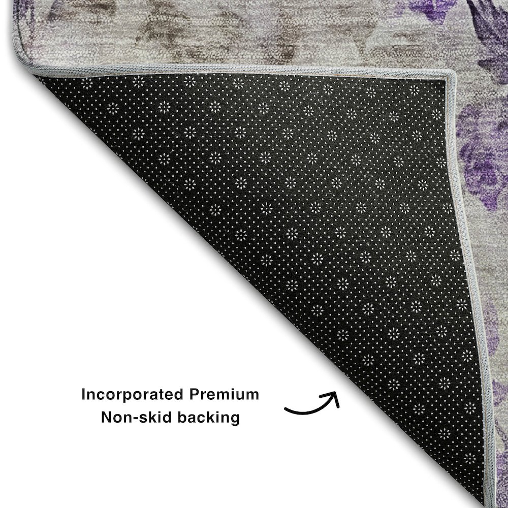 Premium Machine Washable Mayfield AMF724 Purple 8' x 8' Round Rug. Picture 2