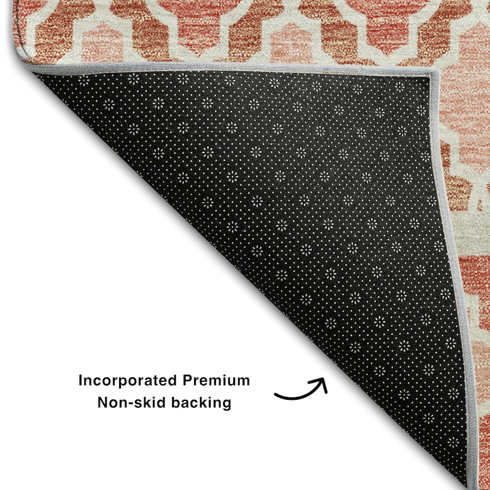 Premium Machine Washable Mayfield AMF726 Salmon 8' x 8' Round Rug. Picture 2