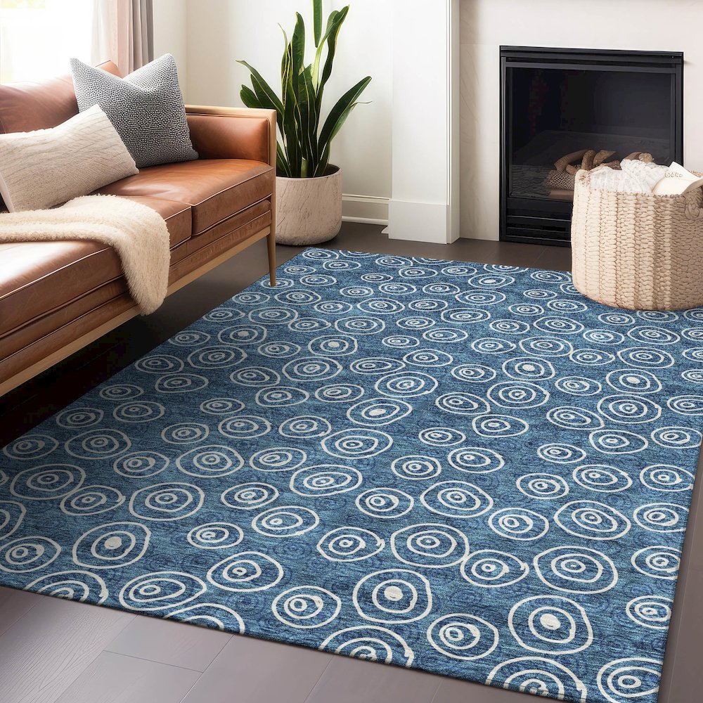 Premium Machine Washable Mayfield AMF728 Blue 10' x 14' Rug. Picture 6