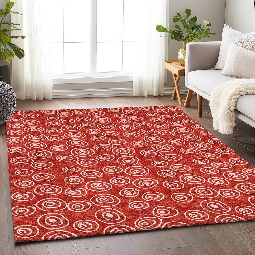 Premium Machine Washable Mayfield AMF728 Red 10' x 14' Rug. Picture 5