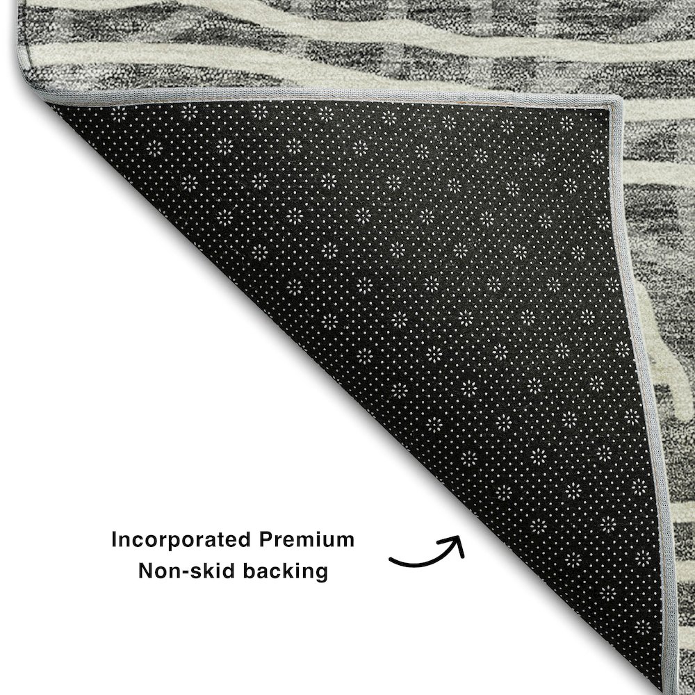 Premium Machine Washable Mayfield AMF730 Charcoal 8' x 8' Round Rug. Picture 2